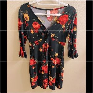 Black Floral Printed Dress